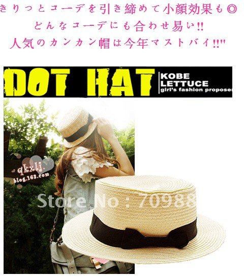 10pcs/lot Free Shipping Fashion Straw Panama Hat - 3 Colours Available