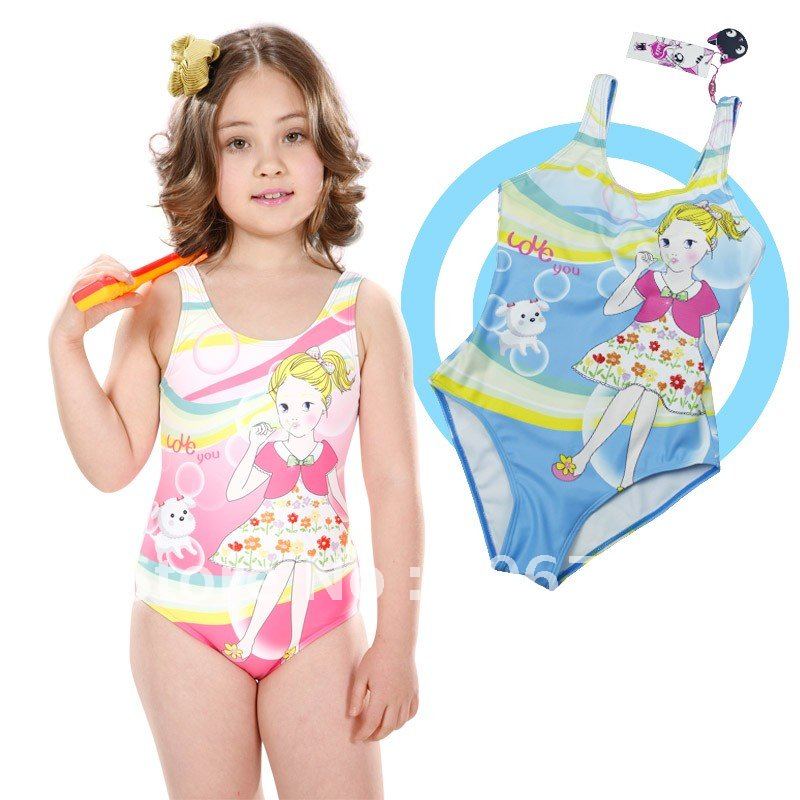 (10Pcs/Lot) Free Shipping Wholesale 2012 New High Quality Children's/Kids Swimsuit,Cute Girl Triangular Piece Swimwear 6-15years