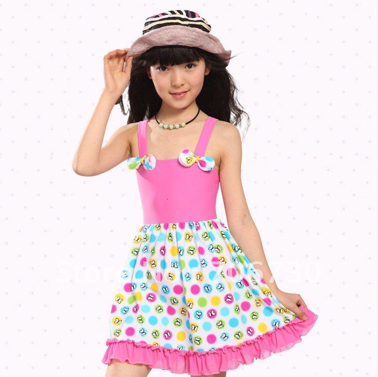 (10Pcs/Lot) Free Shipping Wholesale 2012 New High Quality Children's/Kids Swimsuit,Cute Princess Girl One-Piece Swimwear,4Colors
