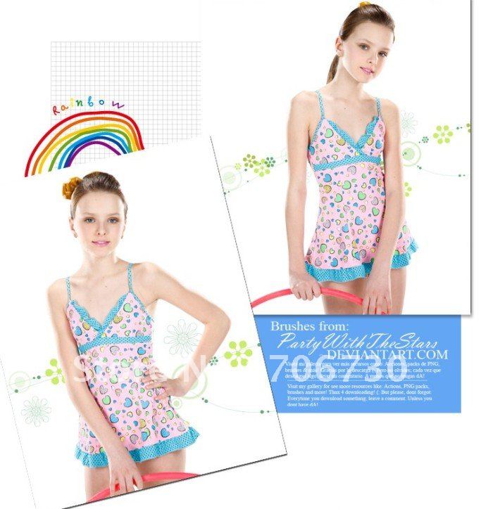 (10Pcs/Lot) Free Shipping Wholesale 2012 New High Quality Children's/Kids Swimsuit,Lovely Girl Blue One-Piece Swimwear 6-14year