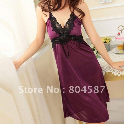 10pcs/lot,Free shipping! Wholesale,Satin + Lace ,Sexy Women's underwear Lingerie sleepwear dress +G string , SU265