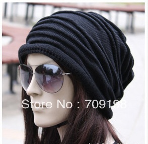 10pcs/lot Korean version of  folding Winter beanies for men  fashionable knitting beanie hats 3 colors Free shipping