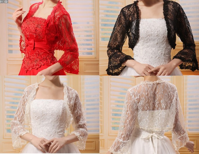 10pcs/lot  New style Bridal Wedding Dress Prom Gown Lace Jacket Bolero/Shrug Coat 4 color u pick P05