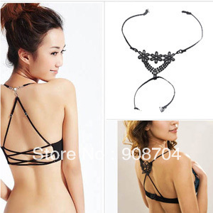 10pcs/lot New Unique Cute Flower Black Lady Halter Bra Shoulder Straps Attract DL-60