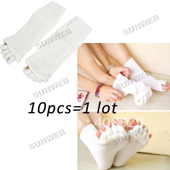 10PCS/LOT Wholesale Fashion Foot Toes Alignment Cotton Socks Stretch Tendons Five Toes Socks Free Shipping 4943