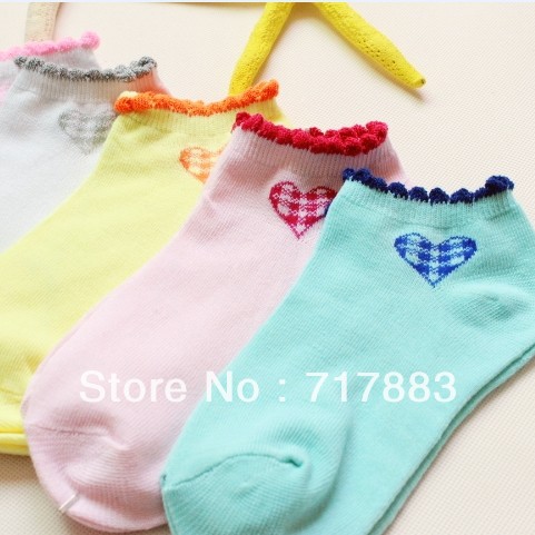 10pcs/lot Wholesale Free shipping candy color lace decoration of love Socks Cotton Women's Sock slippers,2013 HOT SALE
