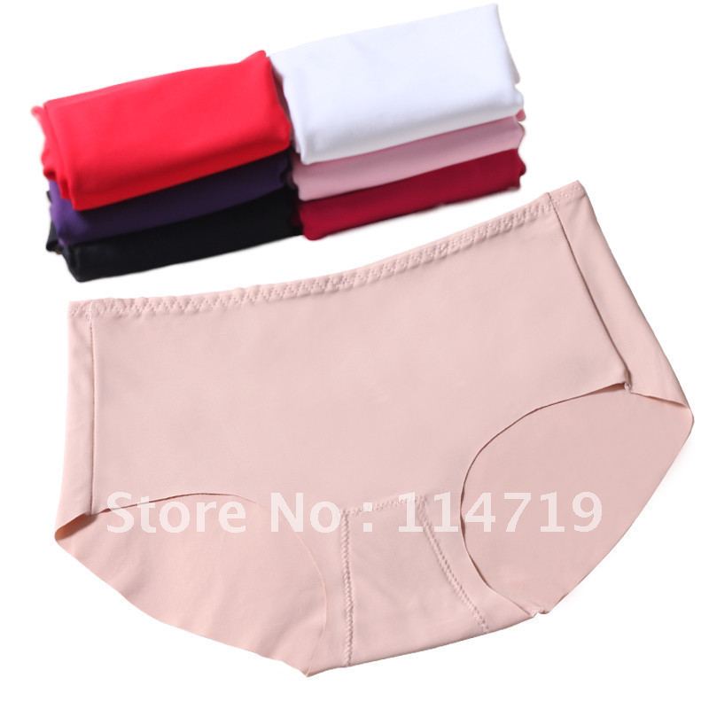 10pcs/lot wholesale seamless viscose 100% cotton women's panties seamless mid waist briefs 5 color for choose Free Shipping