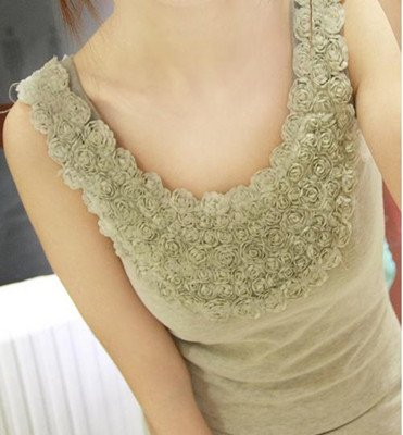 10pcs/lot Women's Camisoles ,Fashion Ladies Vest /Sexy Lace Trimmed Ladies' New T-shirt ,Wholesale Rose Flower Top Tanks ED-134