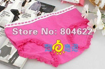 10pcs/lots  wholesale Lovely cat design lace trimmed cotton women's panties,women briefs, lady underwear with bowknot,SJ-U12002