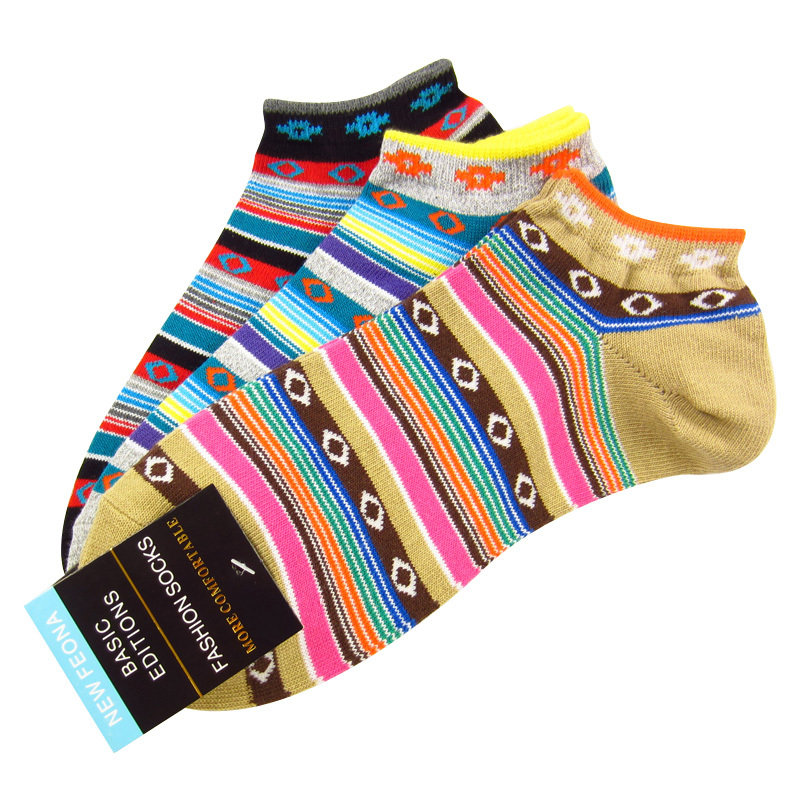 10pcs Multicolour stripe male Women sock slippers comfortable cotton socks three-color b302