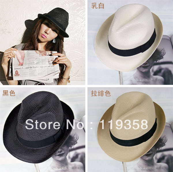 10piece/lot Casual caps for men&women Cheapest fedora made by Plastic Gentlemen Fashionable sun hat