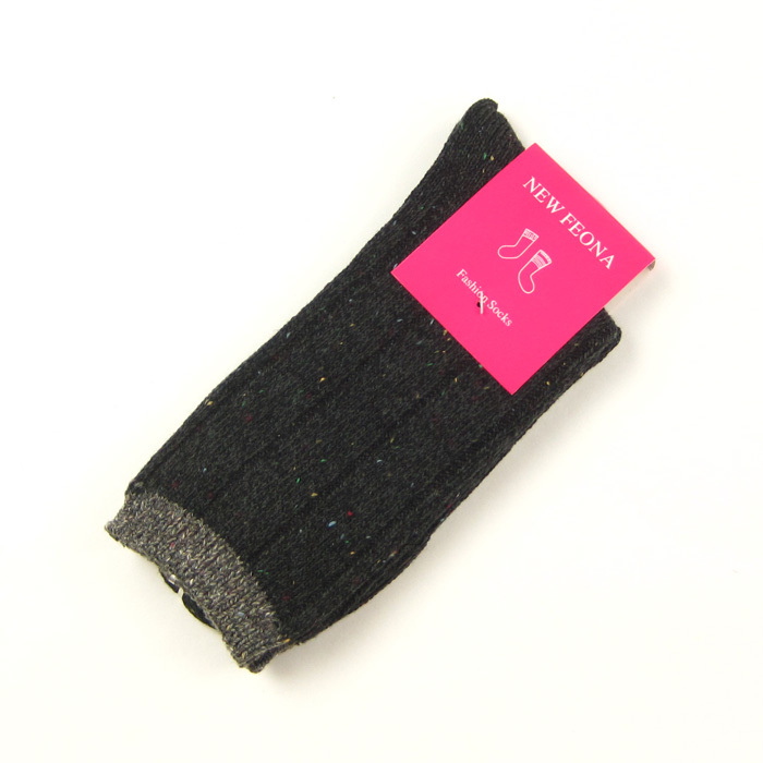10x  New Feona dark grey women's knitted  check blending thermal  socks( A606)