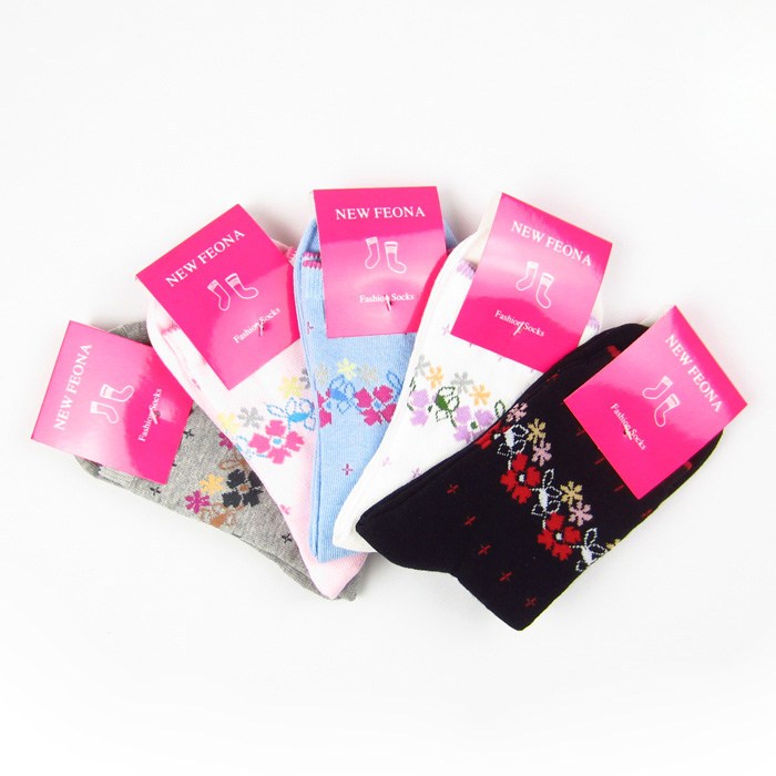 10x  New Feona multicolour flower women's  comfortable  socks chromophous (B163)