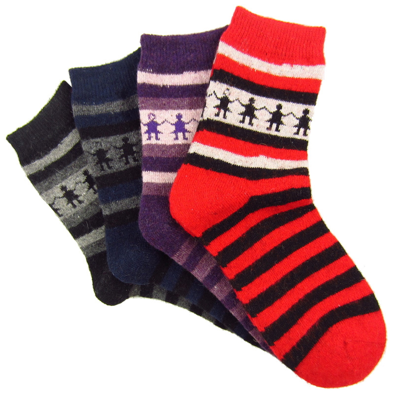 10x  New Feona thickening women's wool socks stripe thermal comfortable  chromophous (B356)
