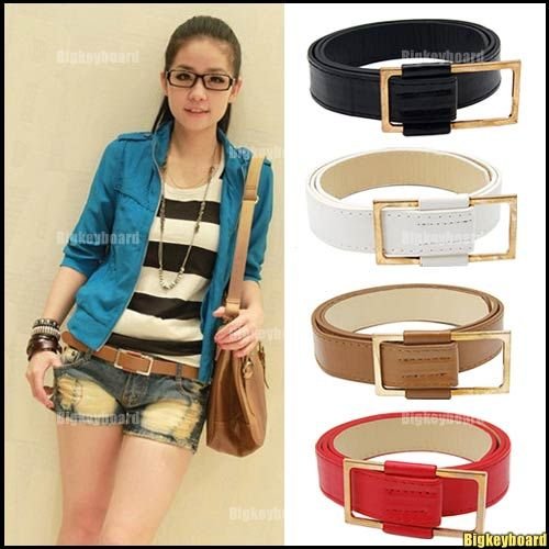 10xNew Classical Fashion Casual PU Leather Metal Buckle Belt For Women Free Shipping