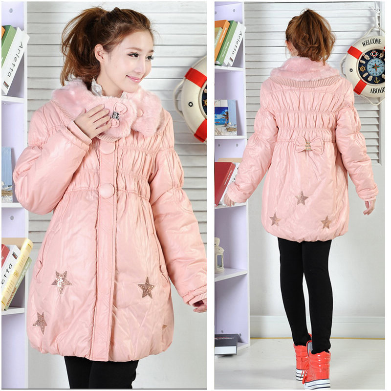 11.11 maternity clothing winter maternity wadded jacket fur collar thickening thermal plus size maternity cotton-padded jacket