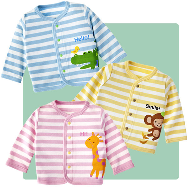 11 children's spring and autumn clothing female child stripe cotton animal air conditioning cardigan shirt