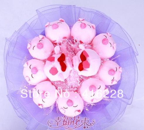 11 little piggy doll bouquet gift ideas free shipping toy cartoon bouquet ZA327