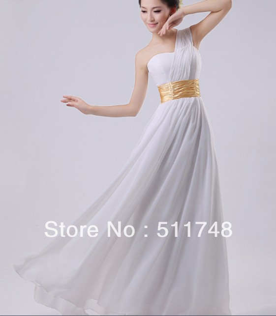 11 one shoulder bride married toast formal dress evening dress oblique long design free shipping