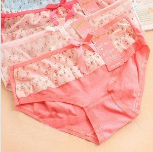 11 pcs/lot guarantee 100% Cute cotton floral lace bow underwear / low-waist underwear + free shipping + support wholesale