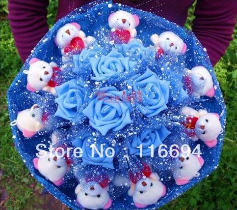 11 small packets heart bears simulation bouquet of roses creative gifts dried flowers Christmas gifts ZA631