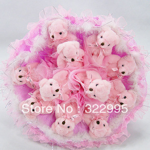 11 Teddy Bear Cartoon Bouquet dried flowers free shipping W902
