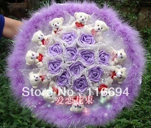 11 Winnie +9 flowers purple Simulation bouquet creative gifts dried flowers fake bouquet free shipping ZA404