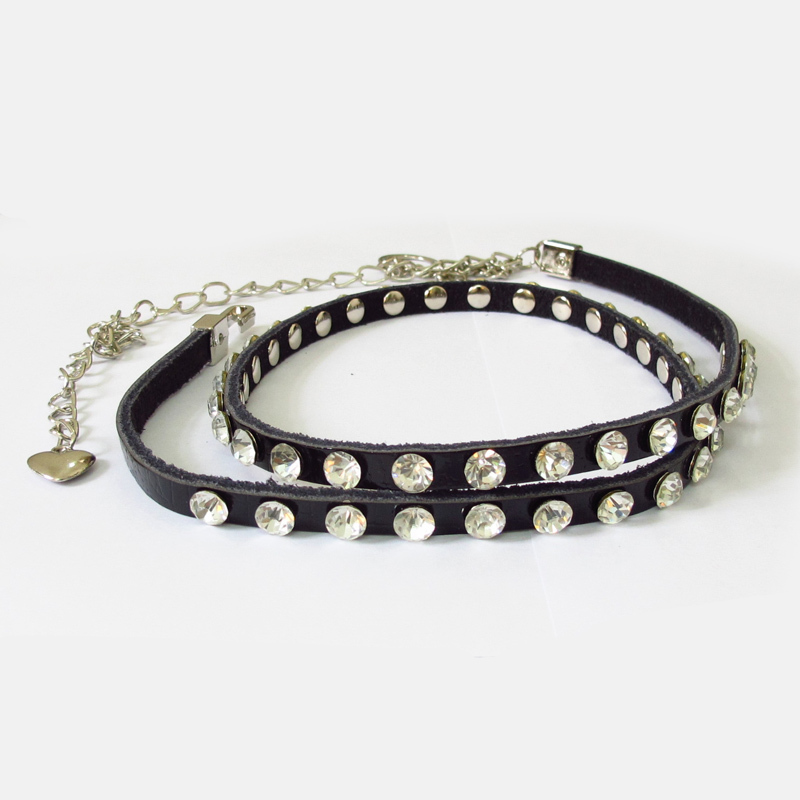 11 women's genuine leather decoration thin belt female lengthen fashion rhinestone cowhide all-match chain