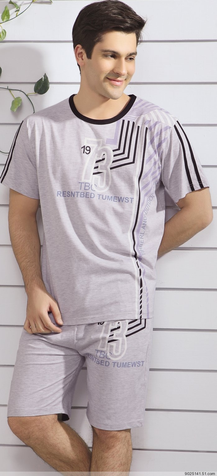 110 summer short-sleeve knitted 100% cotton male casual sleepwear lounge