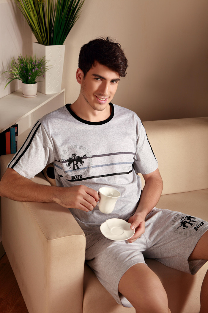 110 summer soft knitted 100% cotton short-sleeve male sleepwear lounge 8918