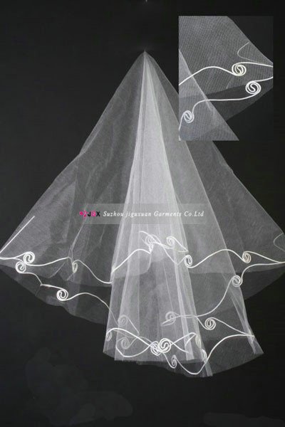 1104-1hs Simple One Layer Ribbon Edge White Tulle Wedding Dress Accessories Veils Tulle Fabric Veils Short Veils