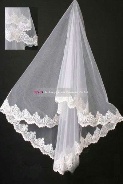 1114-1hs New Classy Wedding Veil Bridal Accessories Elbow Length Veils Tulle Lace Edge One Layer Empress Fashion