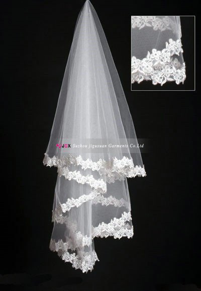 1120-1hs Hot Sale In Stock High Quality Lace Edge White Bride Wedding Dress bridal Accessories One Layer Bridal Veil