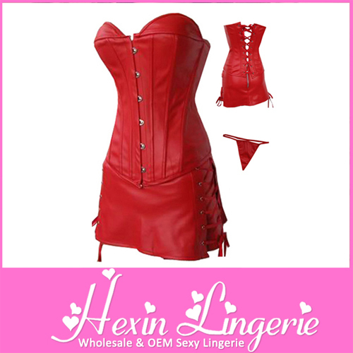 1120R Free Shipping Wholesale/Retail Lady Plus Size Gorgeous Strapless Fire Vinly Corsets And Bustiers