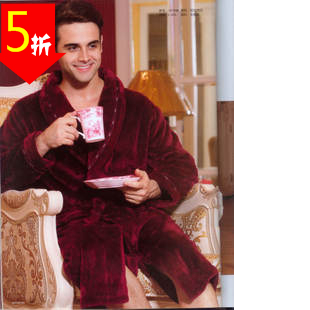 12.12 big velvet lounge male coral fleece thickening robe bathrobes sleep set