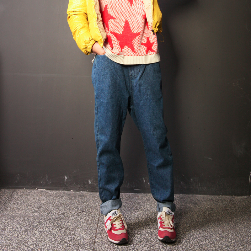 12.4 autumn and winter new arrival women's style thickening harem jeans pants harem pants roll-up s1867 hem (WC071)