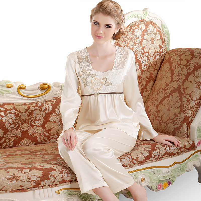 12-6021 high quality imitation silk women's sleepwear  women nightgown  women pajama sets free shipping , retail/wholesale