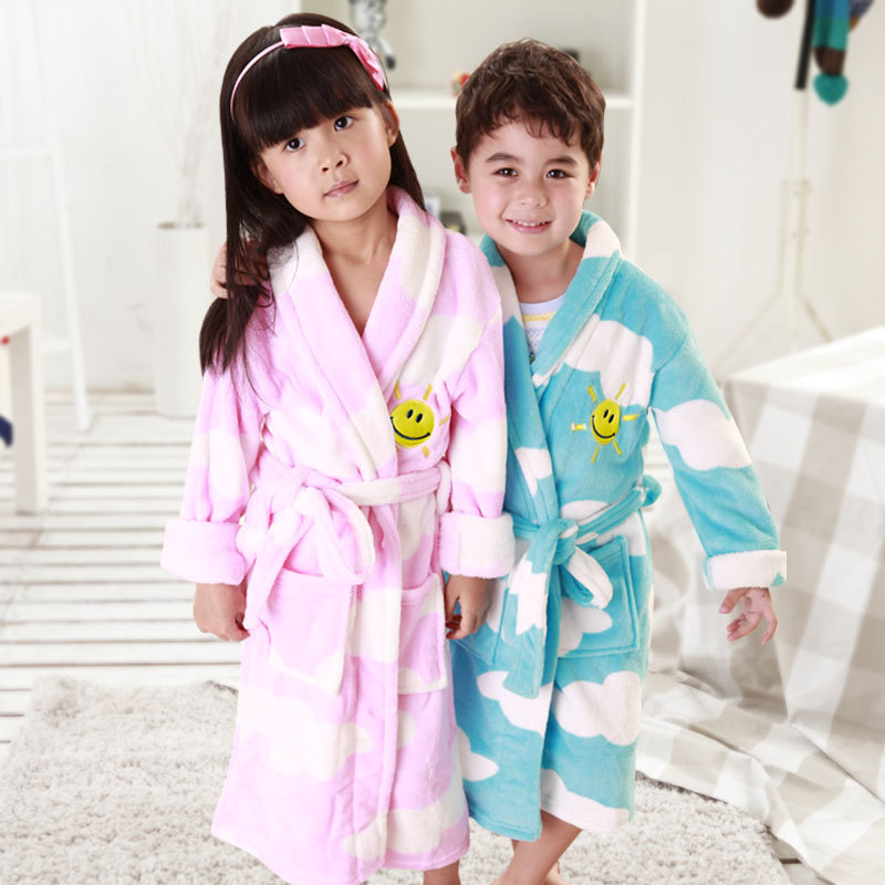 12 autumn and winter child coral fleece sleepwear robe male child female child bathrobe yp2028