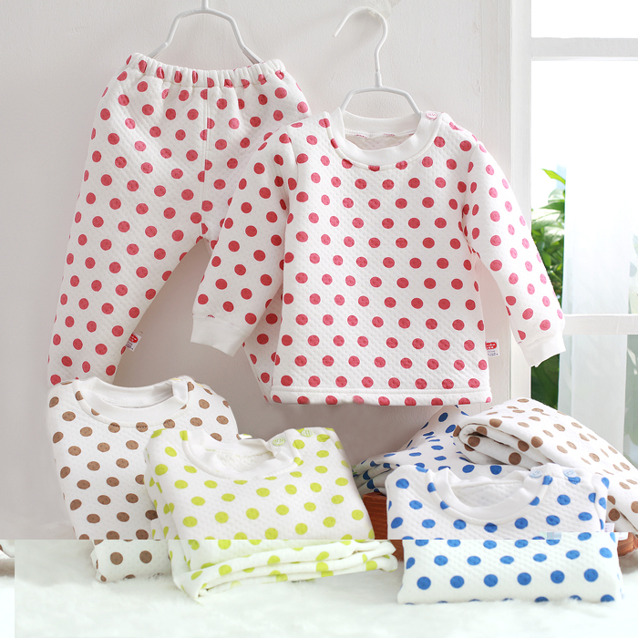12 autumn and winter child underwear air layer underwear set baby underwear baby long-sleeve derlook plus size thickening