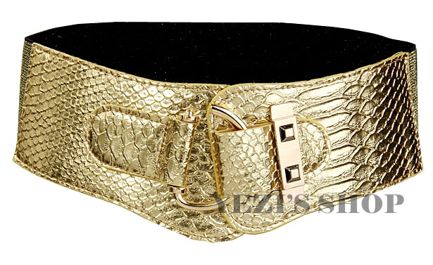 12 autumn and winter fashion japanned leather crocodile female elastic wide cummerbund belt gold silver bronze