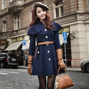 12 autumn and winter women fashion elegant cloak trench cape wool coat outerwear