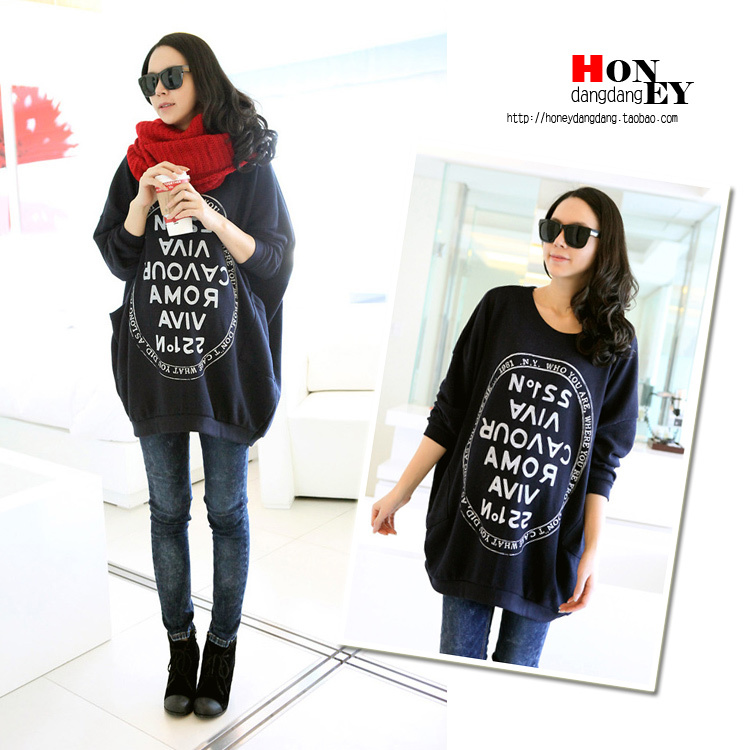12 autumn maternity clothing long-sleeve maternity top letter batwing sleeve maternity t-shirt
