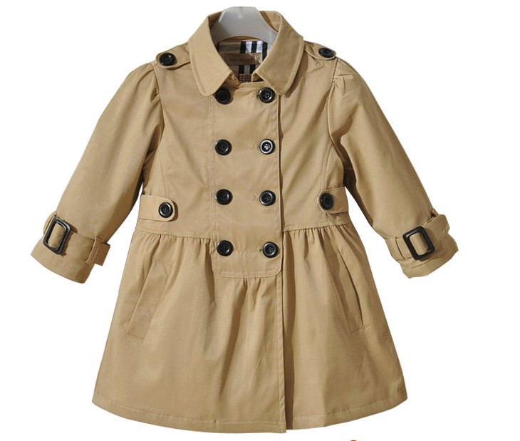 12 child female child casual double breasted medium-long trench outerwear fashion children's clothing