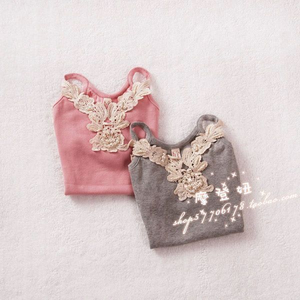 12 child girls clothing Women 100% lace elastic cotton spaghetti strap top 2
