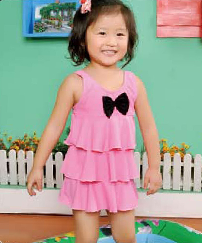 12 child swimwear little princess girl child swimwear layered dress one-piece swimsuit