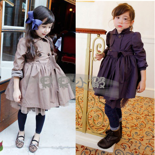 12 children's clothing female child princess double breasted yarn cotton-padded trench dress outerwear 134