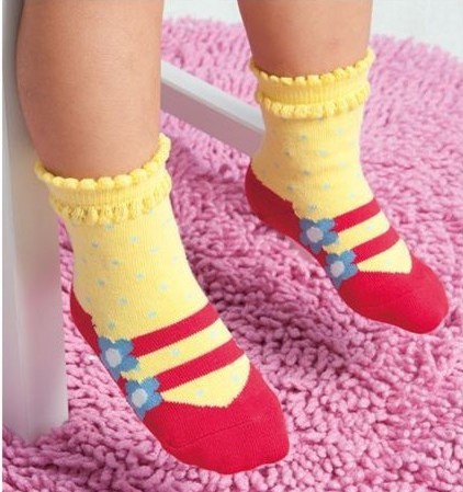 12 designs for choose [Free Shipping] Top Quality cotton baby girl socks , infant socks , anti slip footwear multicolor Nissen
