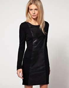 12 fashion asos PU patchwork leather skirt one-piece dress vintage basic skirt