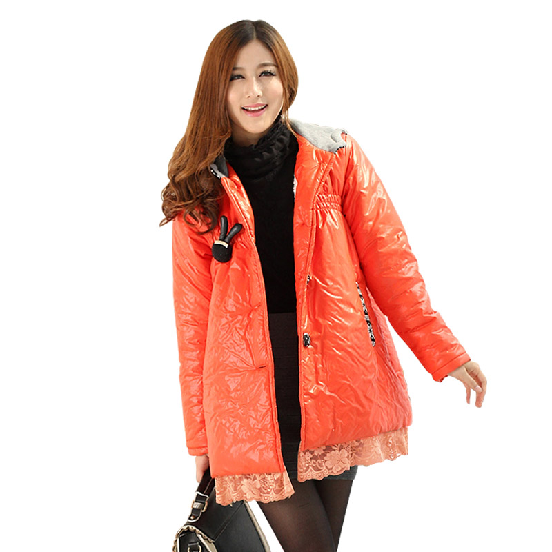 12 lace decoration maternity wadded jacket with a hood maternity cotton-padded jacket winter maternity outerwear sy055