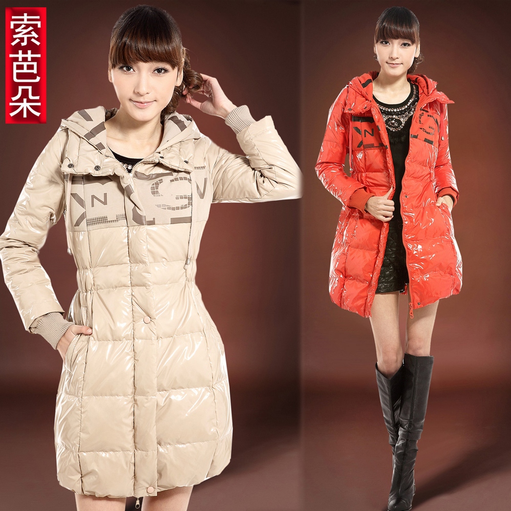 12 large winter women's with a hood long design down coat thickening outerwear shiny down coat yr02